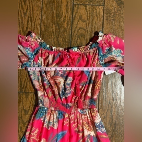 Giddy Up Glamor Pink Floral Flowey Dress. Medium-Long. - Picture 9 of 15